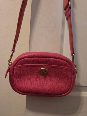 Coach Pink Pebbled Leather Turn-Lock Crossbody